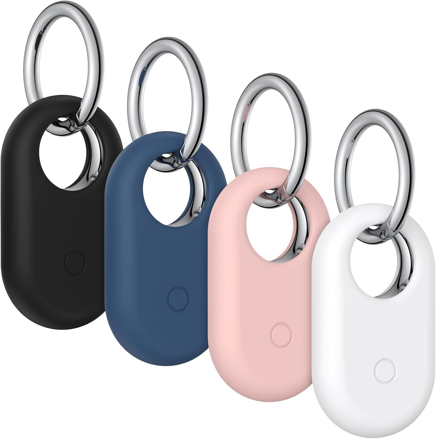 4 Pack Cases for Samsung Galaxy Smart Tag 2 Cases, Soft Silicone Samsung Smarttag2 Case with Keychain, Secure GPS Tracker Protective Cover Holder for Backpacks, Keys,Luggage, Wallet