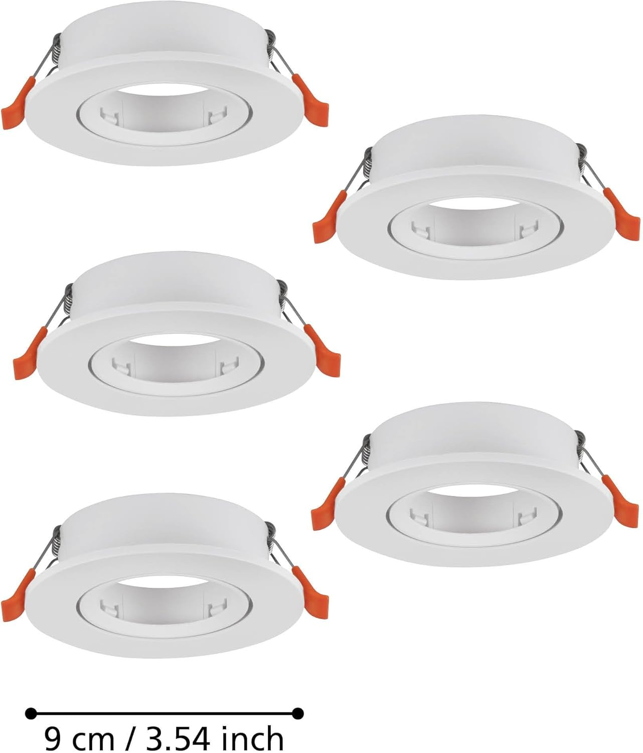 Eglo 5-Piece Set Recessed Spotlight Barranco, Swivel Ceiling Lamp, round Recessed Spot without Bulb, Ceiling Spotlight Made of White Plastic, GU10 Socket, &Oslash; 9 Cm image number 2