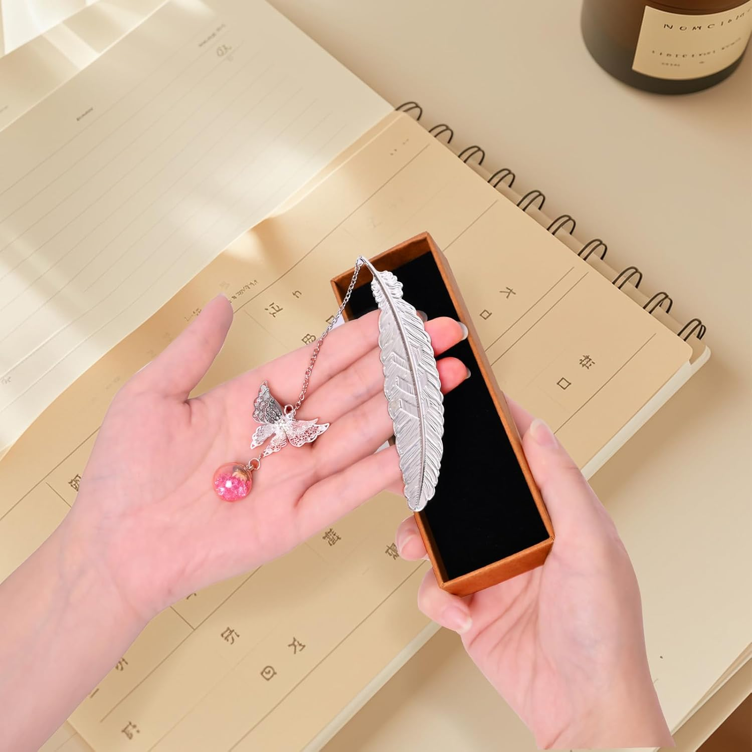 Metal Bookmark, 3D Butterfly Pendant Bookmarks, Vintage Metal Feather Bookmark Birthday Gift for Women Teachers, Unique Book Marks Mothers Day Christmas Gifts for Women Reader Girls Female Book Lover