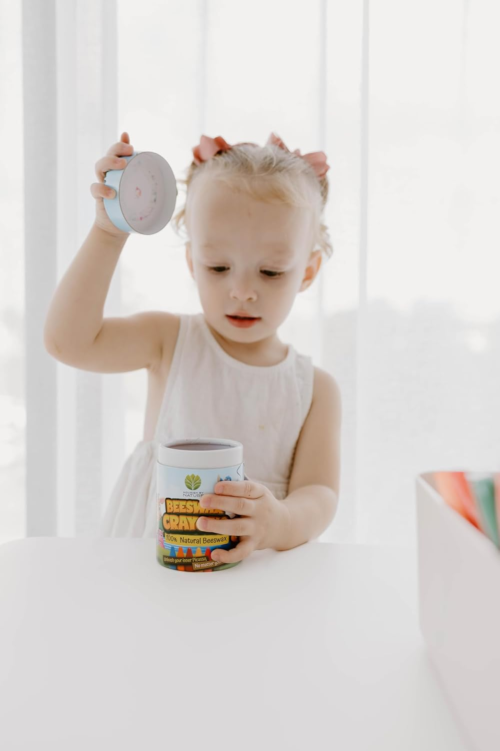 Nourish by Nature Eco Friendly Beeswax Crayons - Super Thick, Ideal First Crayon for Toddlers. Non Toxic Crayons with Food Grade Pigments. image number 3