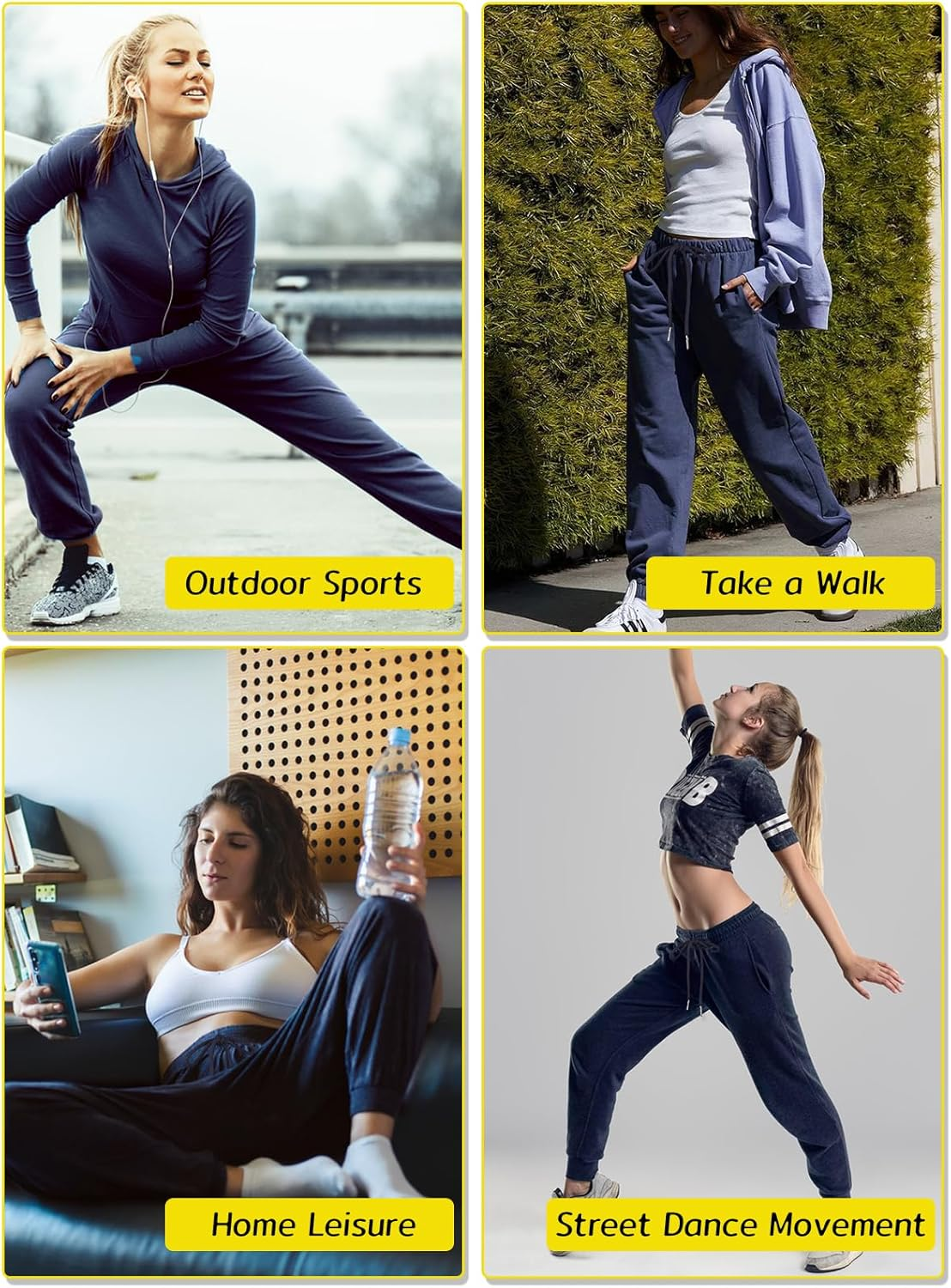 EBANKU Women'S Cinch Bottom Sweatpants with Pockets Plain Tracksuit Baggy Elastic Waist Trousers for Casual Hip Hop, Gym and Jogging image number 2