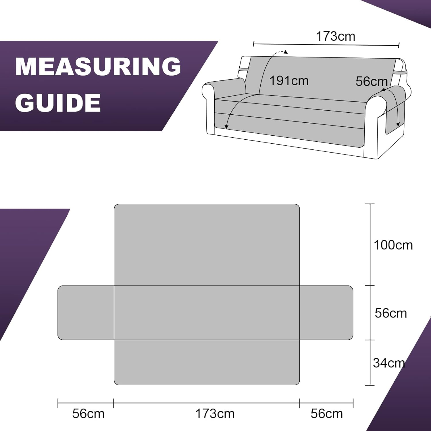 H.VERSAILTEX 100% Waterproof Couch Covers Machine Washable Sofa Cover for Dogs/Pets/Kids Couch Protector Waterproof Non-Slip Backing Sofa Slipcover for Pets (3 Seater, Taupe) image number 2