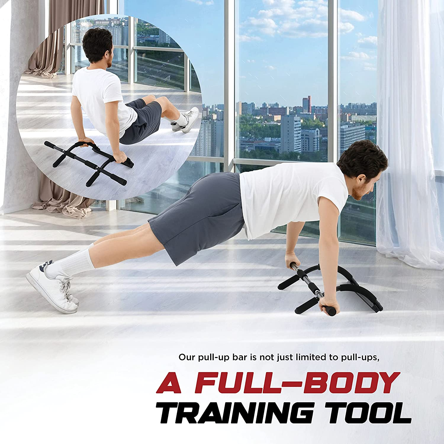 Sagler Pull up Bar Doorway Heavy Duty Chin up Bar Trainer for Home Gym Doorway Pull up Bar or Dip Bar image number 6