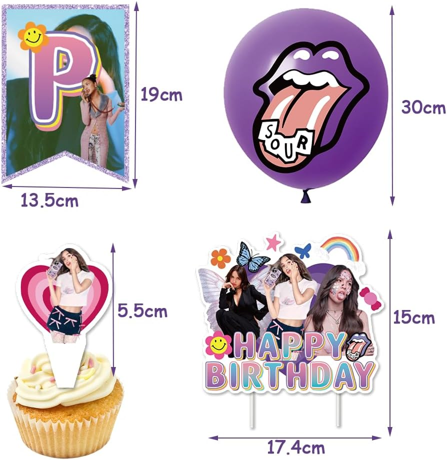 32PCS Olivia Party Balloons Decorations Set,Olivia Singer Birthday Party Supplies,King Banner,Kids Animals Party Decorations Olivia Theme Cake Toppers for Baby Shower, Kids Birthday Party image number 1