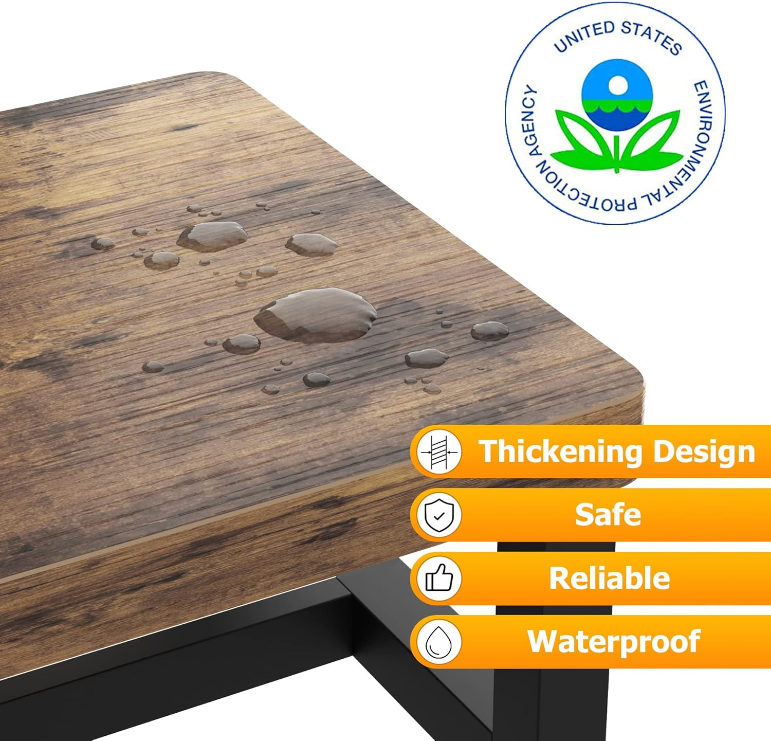 Wooden Step Stools for Adults Kids with Non-Slip Rubber Feet, Heavy Duty Stepping Stools with 500-LBS Capacity for Bedroom Kitchen Bathroom, Bed Steps for High Beds, Easy to Assemble, Rustic Brown - Black image number 7