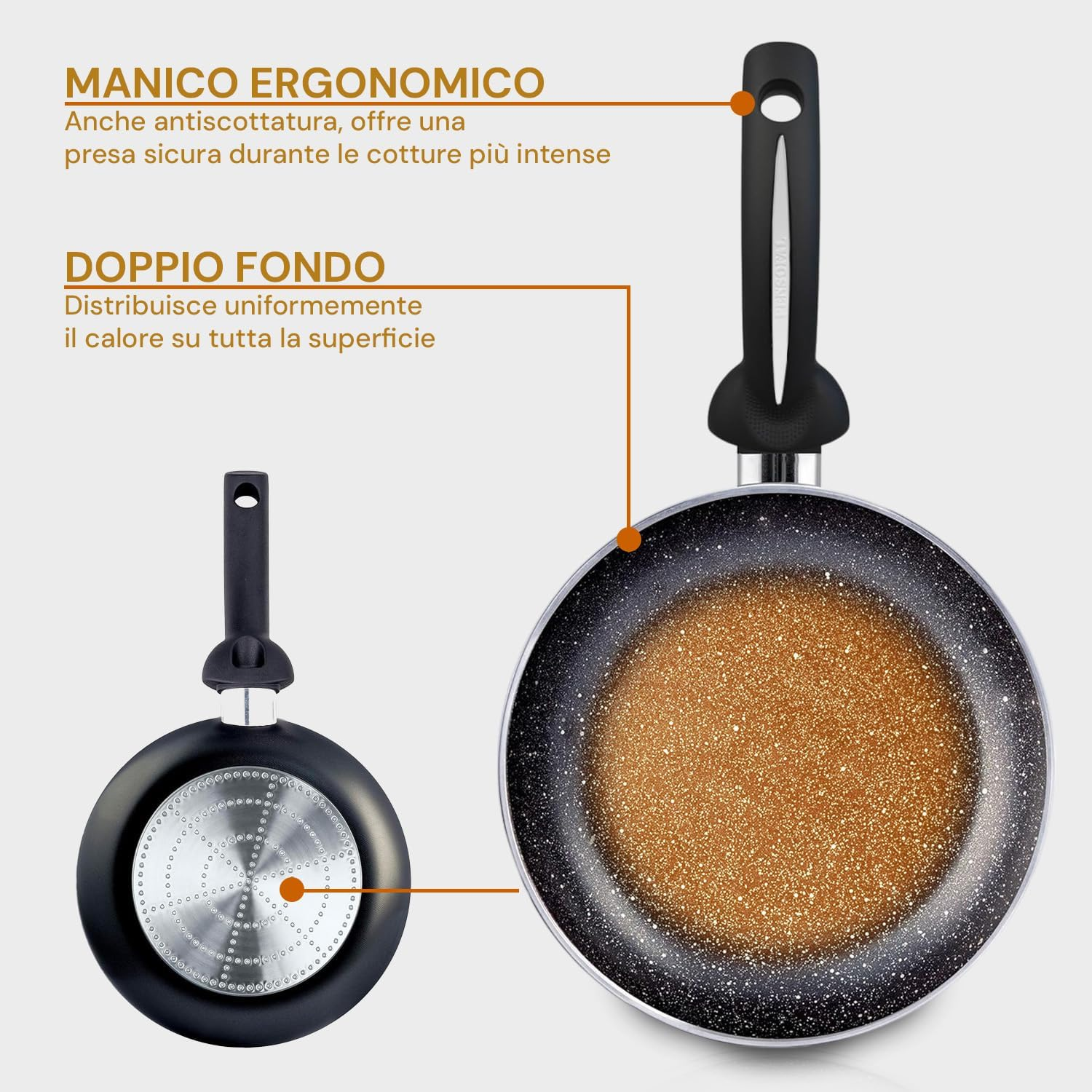 Avilia Aluminium Frying Pan 16 Cm and Stone Non-Stick Coating - Universal Compatibility - Also Suitable for Induction Cookers - Resistant to Scratches, Damages and Abrasion - Easy to Clean image number 1