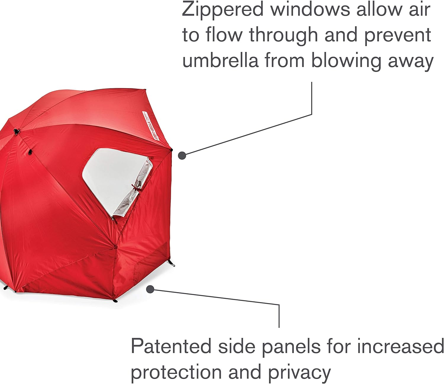 Sport-Brella Premiere XL 9-Foot Umbrella - Heavy-Duty 1.25" Center Pole & Twist Handle Auger - UPF 50+ Sun Protection - Privacy Side Panels, Zippered Windows & 2 Interior Pockets - Carry Bag Included