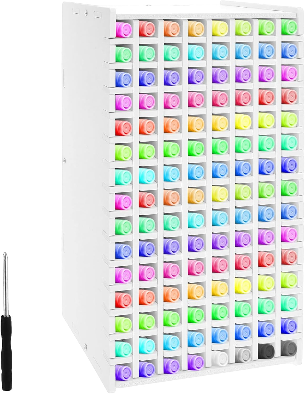 DJAPWPX Art Marker Storage Rack, 120 Slots Marker Organizer Rack, Minimalist Marker Holder Organizer, Dustproof Marker Organizer, Art Marker Holder for Markers Pens Makeup Brushes image number 5