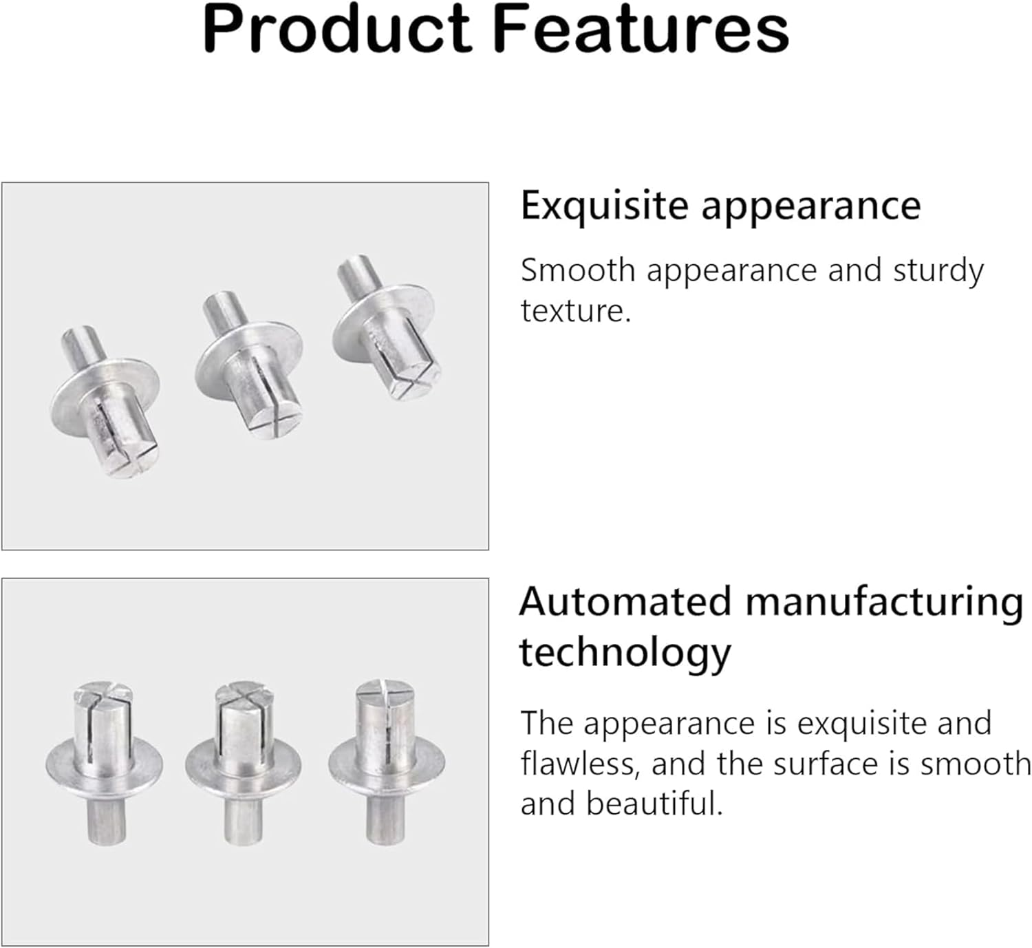 Aluminum Blind Rivet,Pop Rivets Core Pulling Rivets,Half round Head Hammer Drive Blind Rivets, Aluminum Core Rivets, Knock Type Expansion Rivets for Indoor Outdoor Electronic Equipment (100, Silver) image number 3