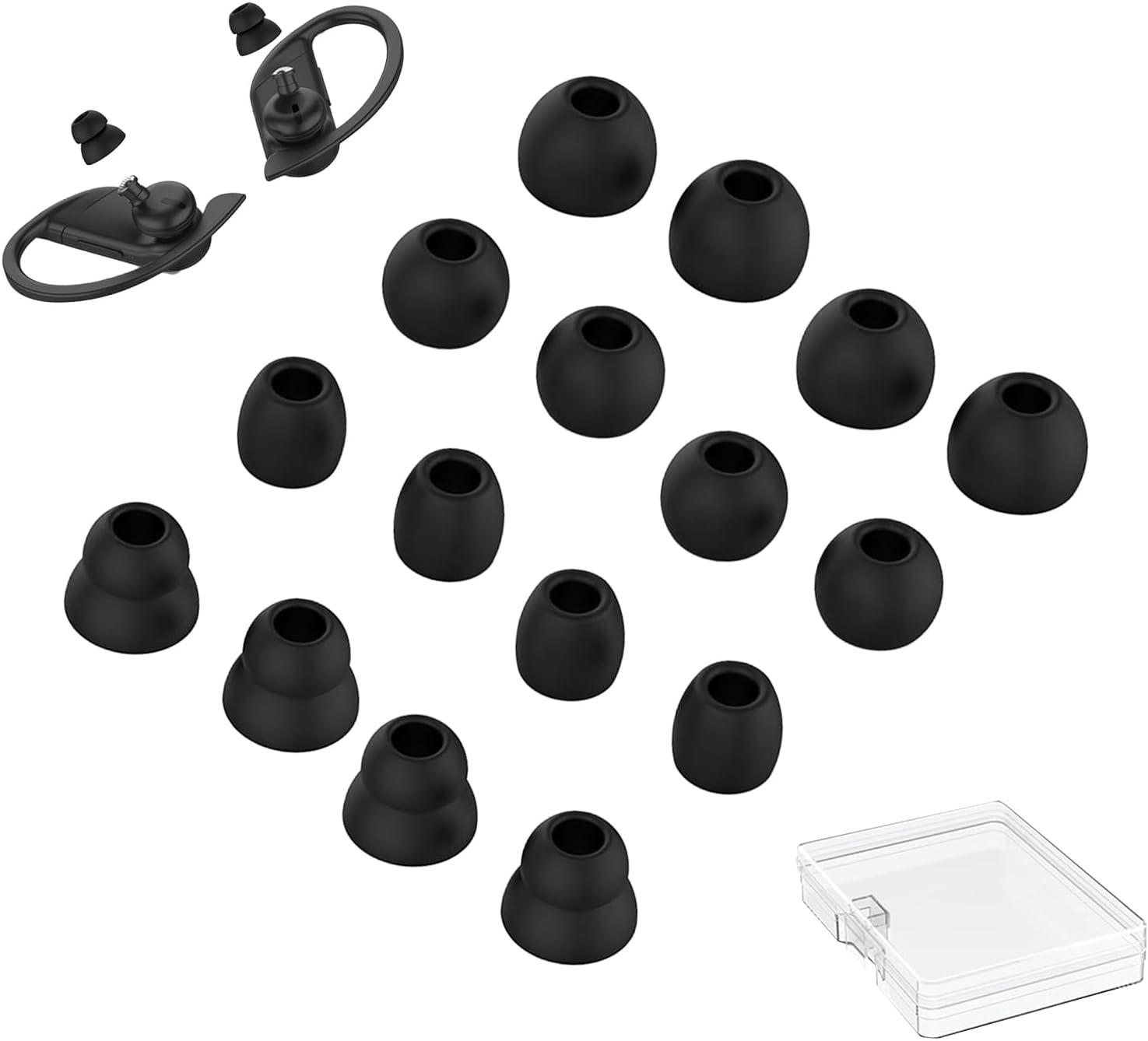 8 Pairs Replacement Eartips Silicone Earbuds for Beats Powerbeats Pro Earphone, Secure Fit, Waterproof and Sweatproof (Black) image number 6
