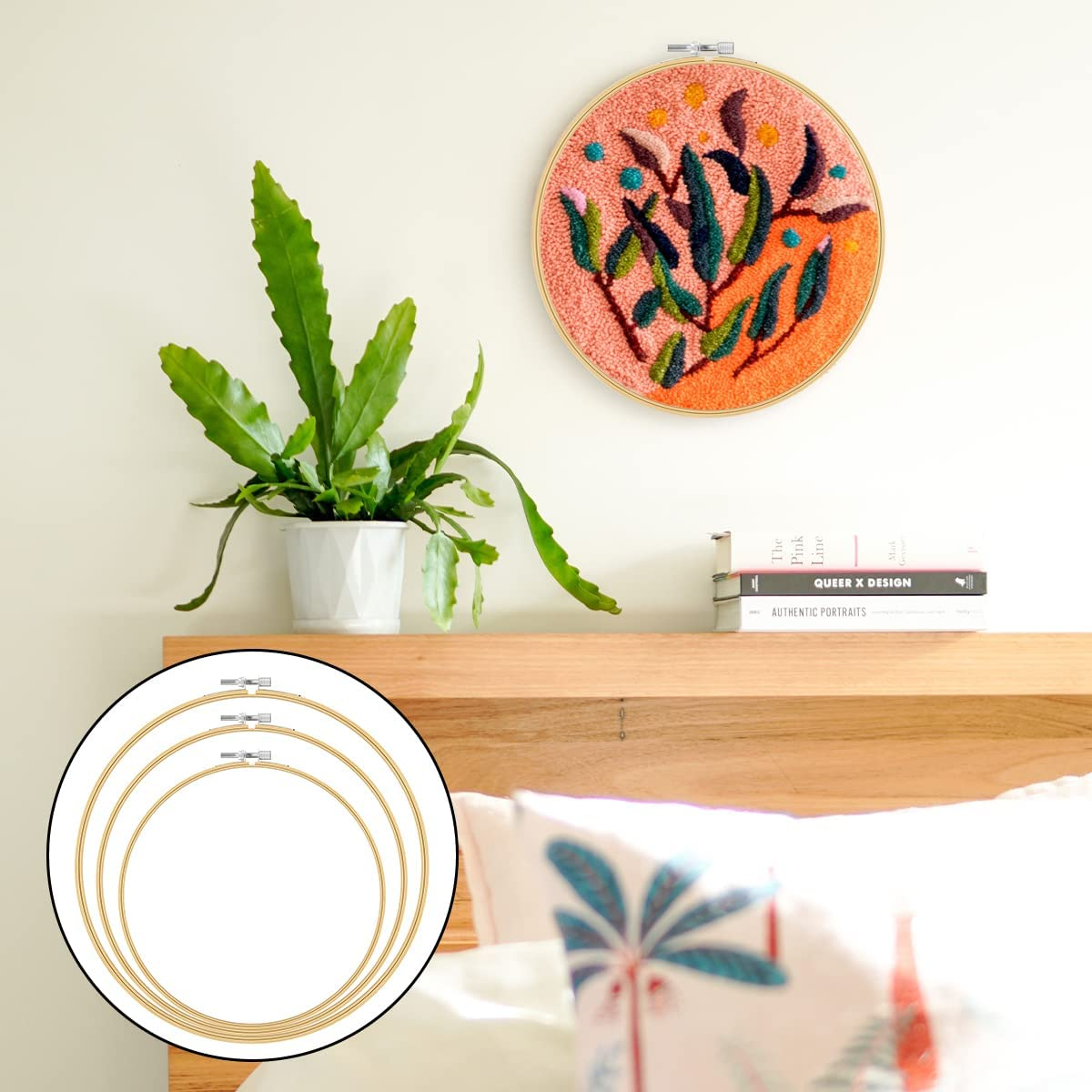 BEZANU Embroidery Hoop, 3PCS Circle Bamboo Cross Stitch Hoop for DIY Art Craft Sewing (20Cm, 26Cm, 30Cm) image number 6