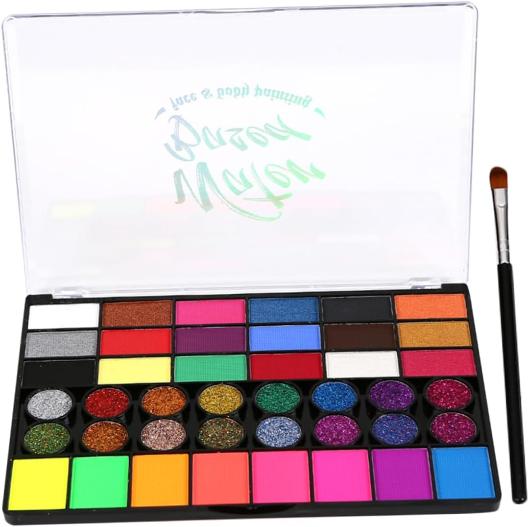 Beavorty 42 Colors Water Soluble Face Painting Kit Brush, Children'S Party Face Makeup Paint Set, Festival Body Paint Pigments for Soccer Fans and Cosplay image number 6