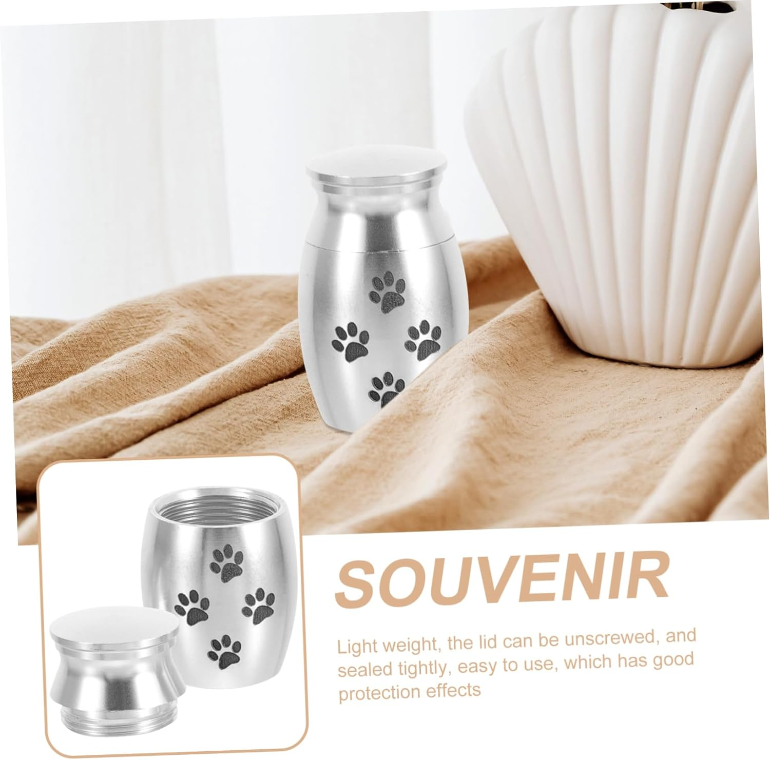 WOONEKY Alloy Pet Cremation Urn for Dogs and Cats Keepsake Urn with Memorial Ashes Jar for Pet Ashes to Pet Urns for Ashes image number 3