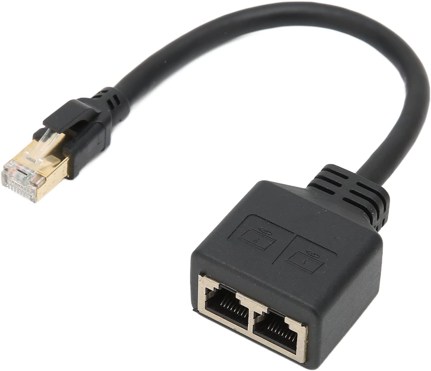 RJ45 Network Ethernet Splitter 1 to 2 Port, RJ45 1 Male to 2 Female LAN Ethernet Splitter, Suitable Super Cat5, Cat5E, Cat6, Cat7 LAN Ethernet Socket Connector Adapter image number 1
