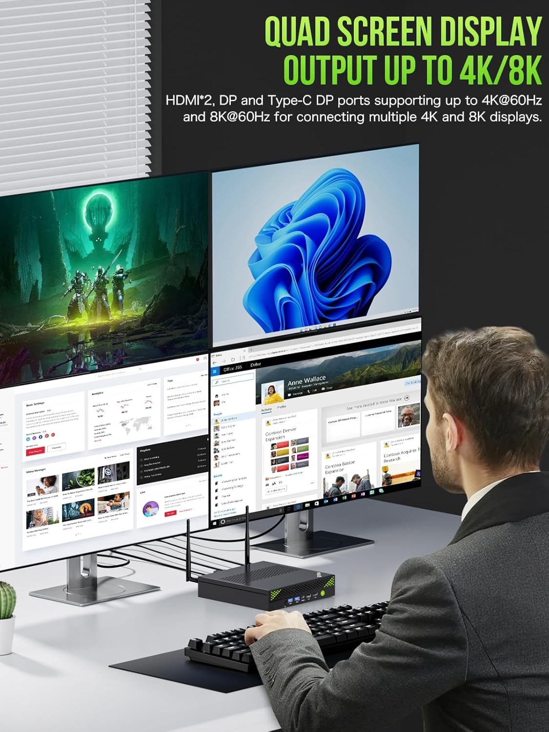 Gmktec Mini PC Intel Core I9 13900Hk(Turbo 5.4Ghz) 32GB DDR5 2TB SSD Nvme Mini Computers Workstation Quad 8K Display, 8XUSB Ports/Com/Hdmi/Dp 2.5G LAN Wifi6 & BT 5.2 Office Business K10