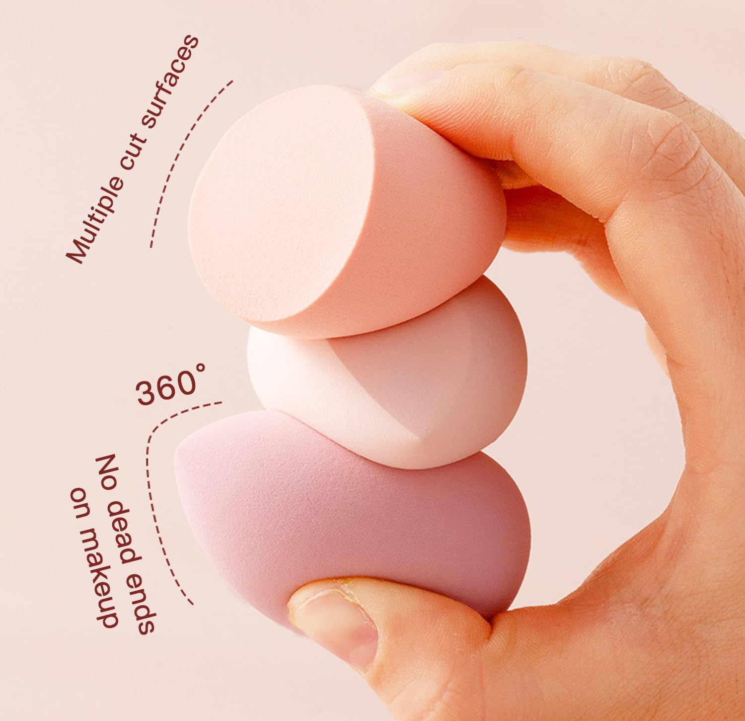 8 Pcs Makeup Sponge Set 3 Shapes Beauty Blender Kit for Liquid Foundation Powder Cream & Sunscreen Latex-Free Cosmetic Applicators with Ergonomic Design image number 5