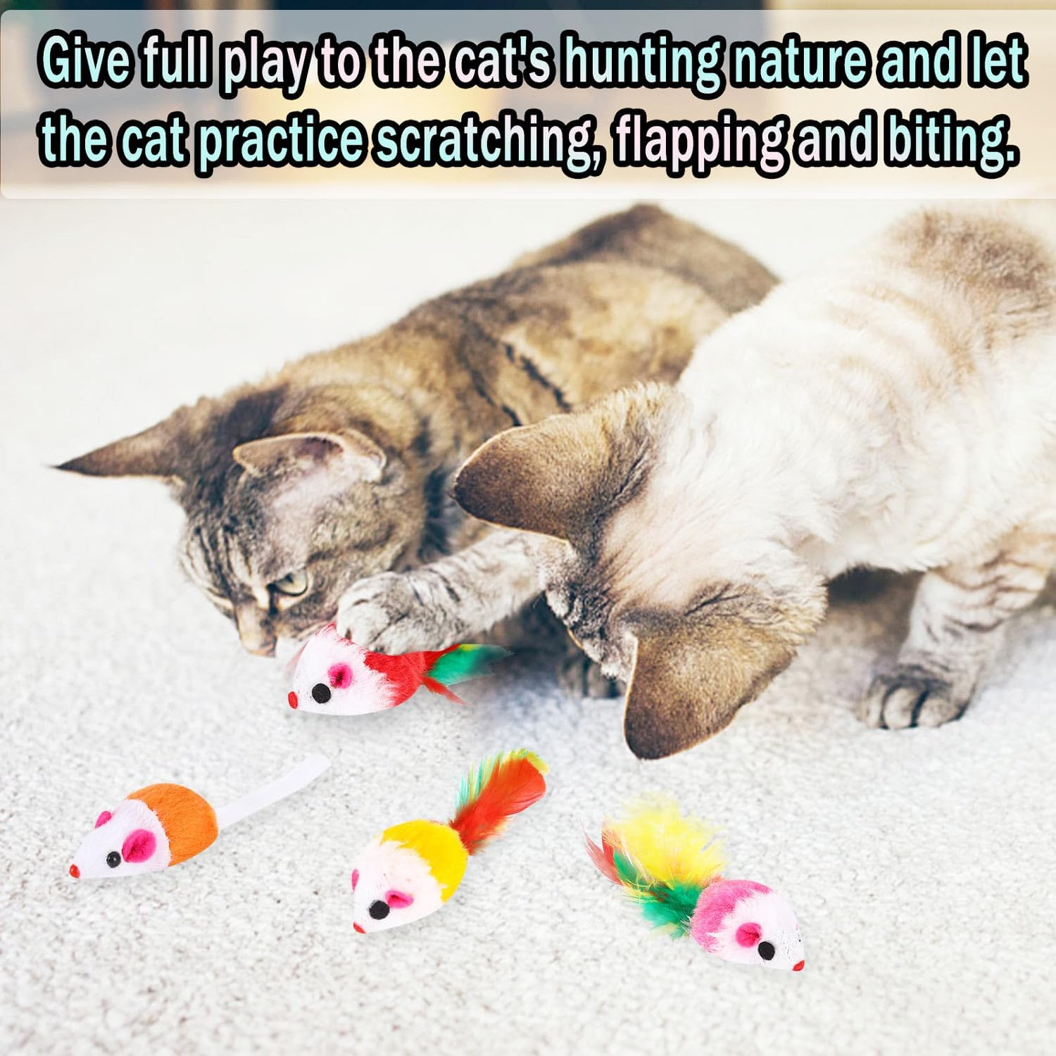 JOOTUEPO 10PCS Cat Mouse Toy, Furry Cat Toy Mouse Toy for Cats Kitten Interactive Cat, Small Mouse Activity Interactive Toy Toy Mouse, Mixed Pack Cat Mouse Toy for Cats image number 5