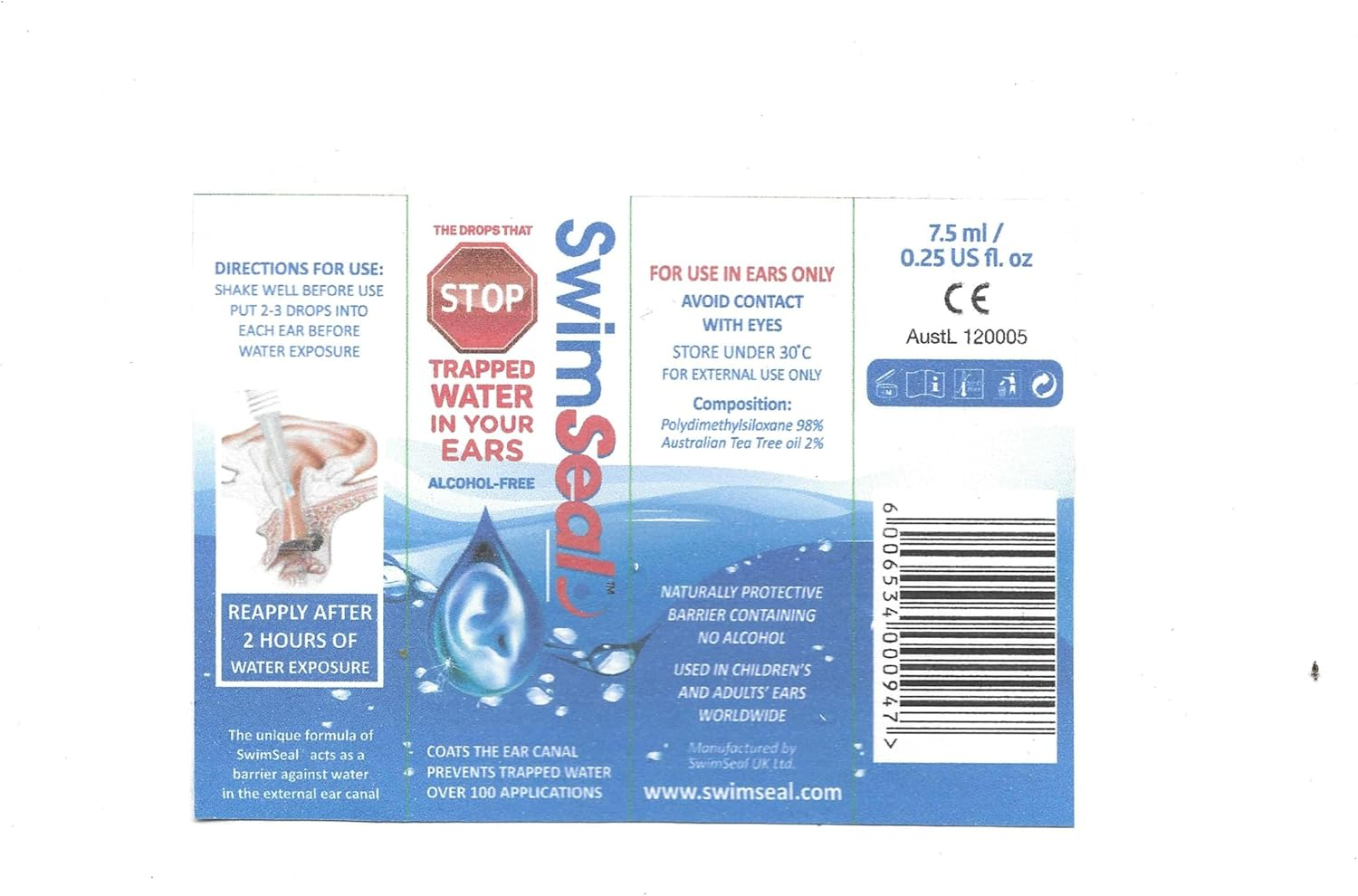 Twin-Pack All Natural Swimmer'S Ear Drops for Daily Use Rather than Alcohol Drops or Earplugs. the Solution for Your Ears for All Water Exposure for All Ages. image number 4