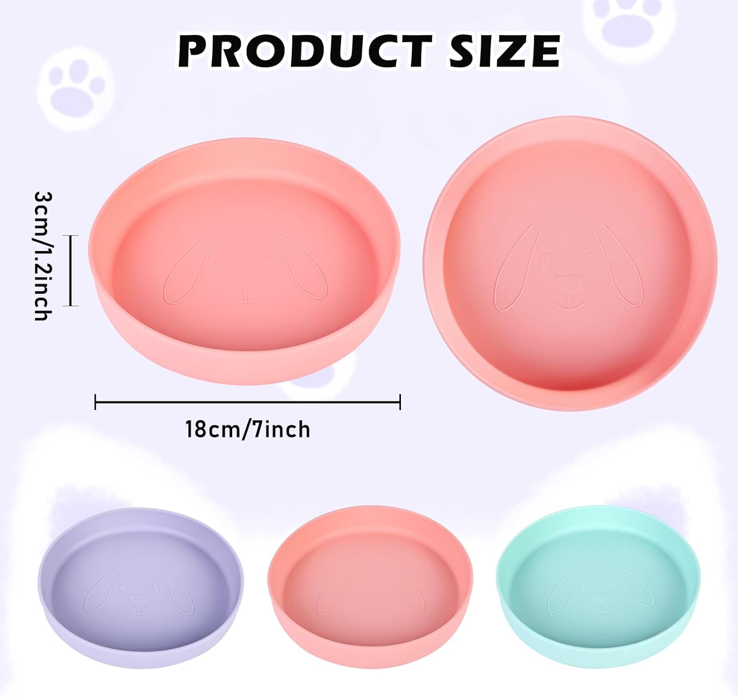 Pack of 3 Feeding Bowls for Cats, Colourful Cat Bowls, Feeding Bowl, Flat Cat Bowl, Silicone Bowl, Wide Drinking Bowl, Cat Bowl for Dry Food and Wet Food, Water Bowl image number 5