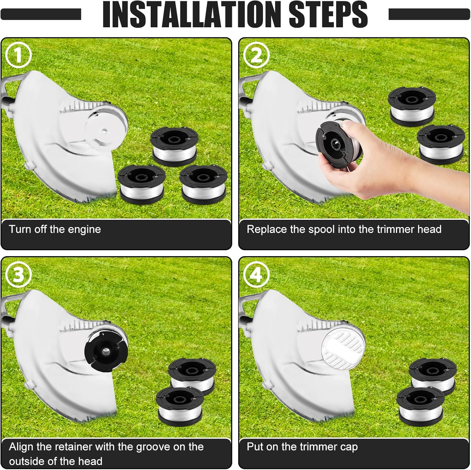 PEUTIER 3Pcs Trimmer Spool Lines, AF-100 Lawn Mower Spool Replacement Spools Compatible with Black+Decker AF-100 image number 2