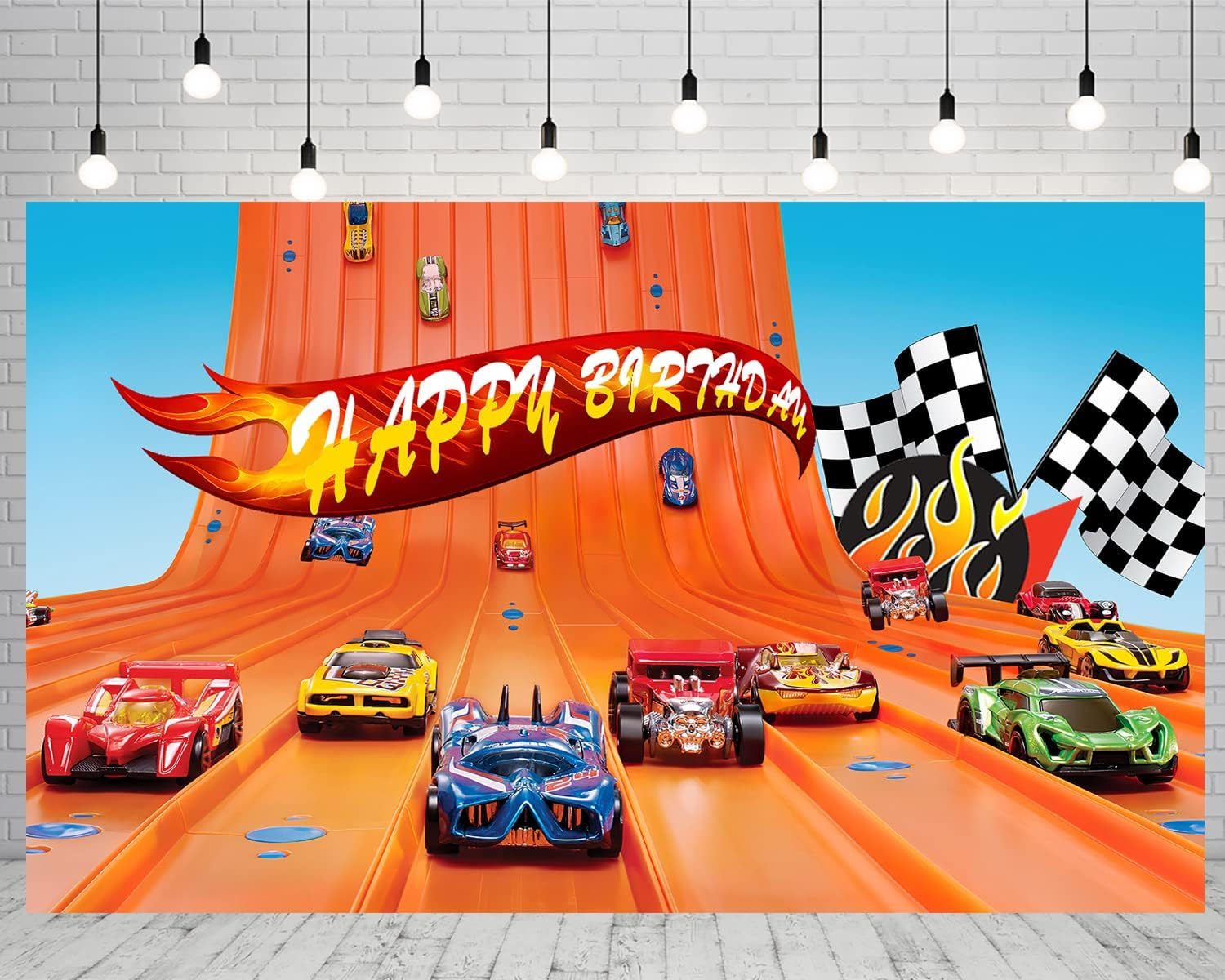 Hot Wheels Backdrops for Birthday Party Decorations Supplies, Red Car Photo Background for Cake Table Decorations, Hot Wheels Banner, Polyester 5X3Ft image number 3