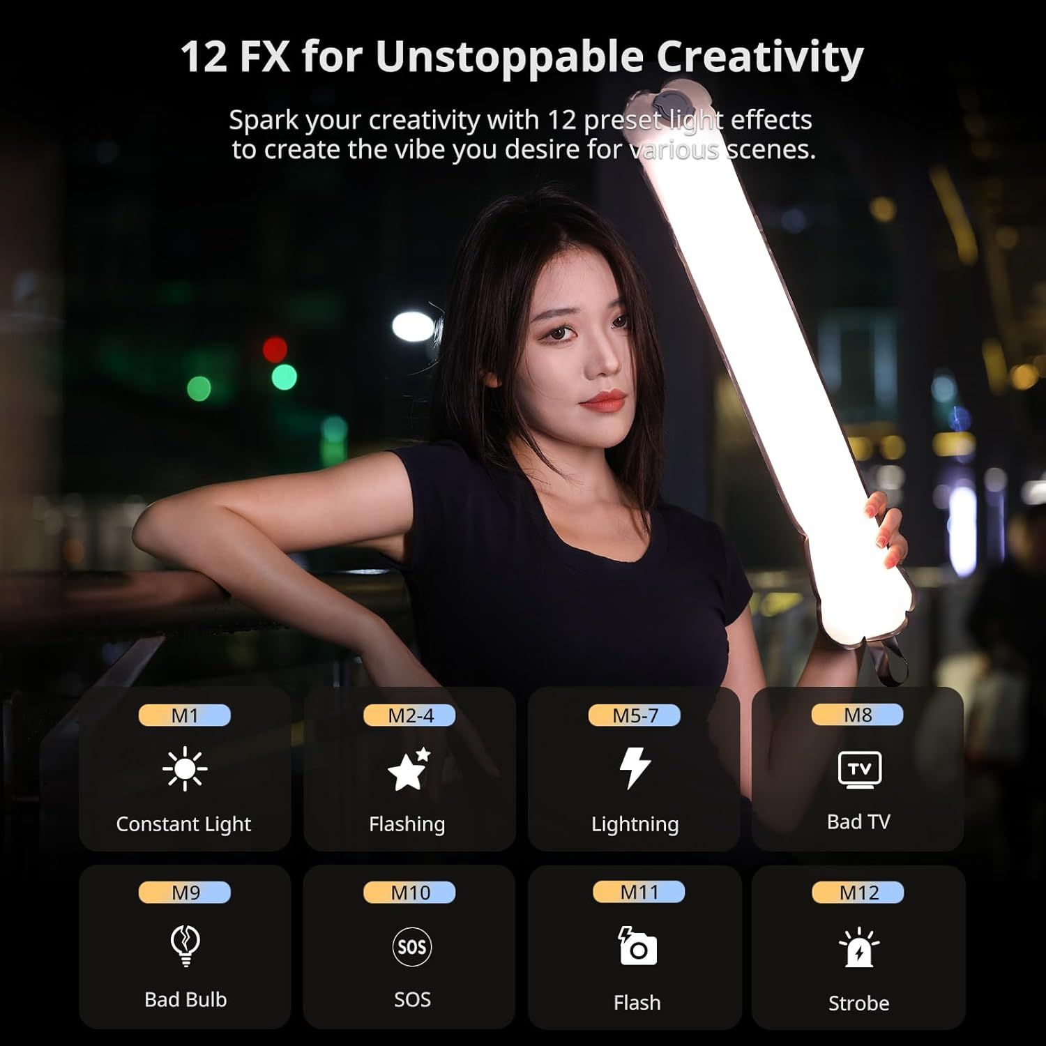 Ulanzi UA12 12W Bi-Color Portable Inflatable Tube Light, Handheld Magnetic 2700K to 6500K CRI 95+ Air Video Streaming Light 1/4" Mount Photography Lighting Stick image number 3