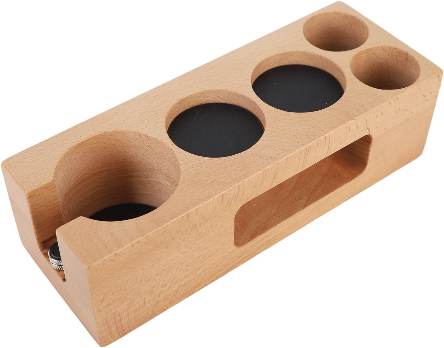 Wood Coffee Filter Tamper Holder, 5-Hole Wooden Espresso Mat Stand, Non-Slip Tamping Station Base for Portafilter, Distributor, Home & Cafe (58Mm) image number 6