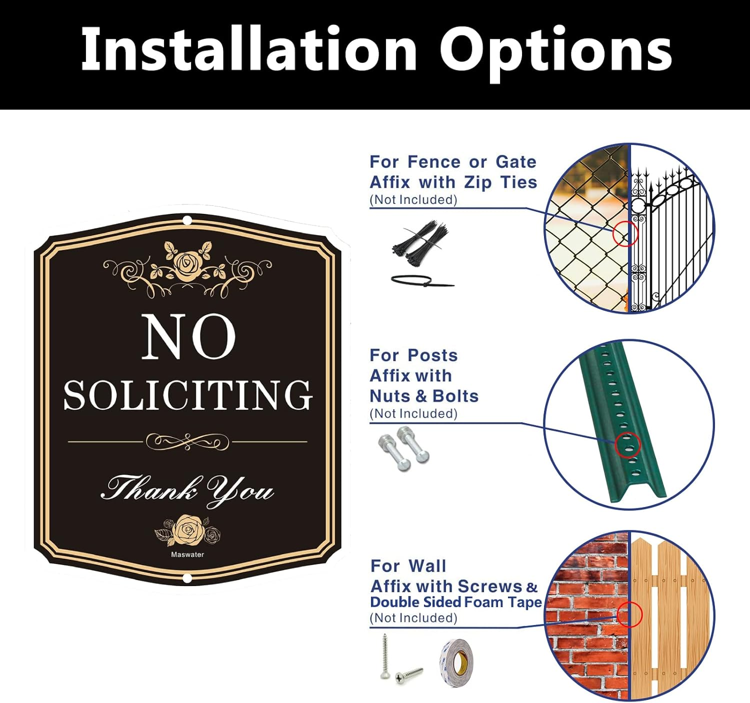 2 Pack No Soliciting Signs Private Property,12" X 10" Delicate Design Warning Mental Sign for House,Rust Free Aluminum,Durable Uv,Weather Resistant image number 6