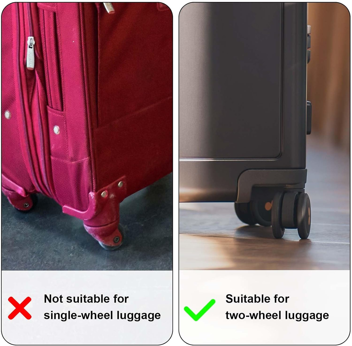 NQEUEPN 8Pcs Luggage Wheel Covers, Silicone Luggage Wheel Protector Spinner Suitcase Wheel Covers Black Anti-Noise Anti-Wear Luggage Caster Accessories for Most 8 Caster Suitcase, Black, S image number 1