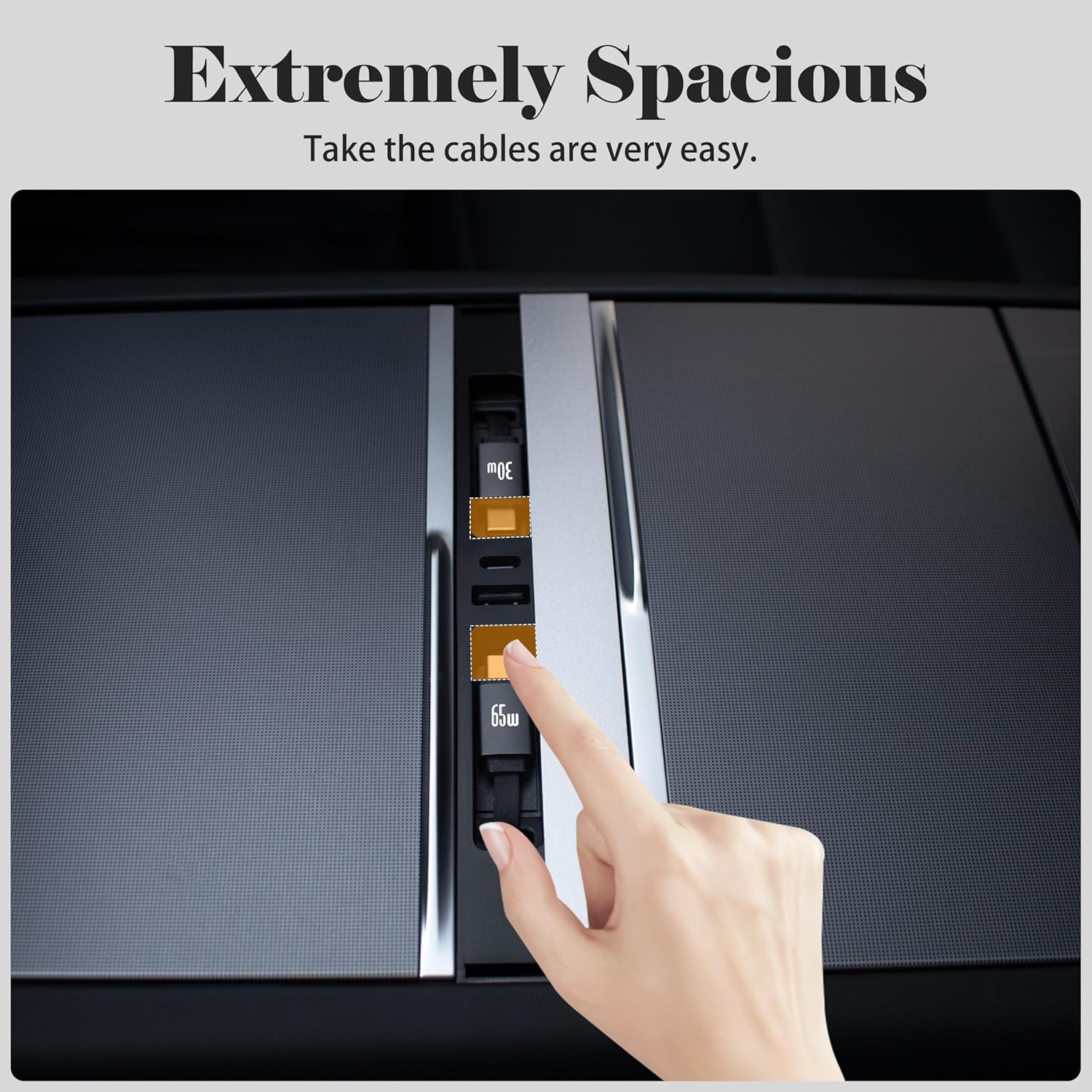 Car USB Hub Charger for Tesla with 2 Type-C Retractable Cables for Model Y Juniper 2025-2026 & Model 3 Highland 2024-2025,Total 140W Center Console Phone Charger Docking Station Accessories image number 1