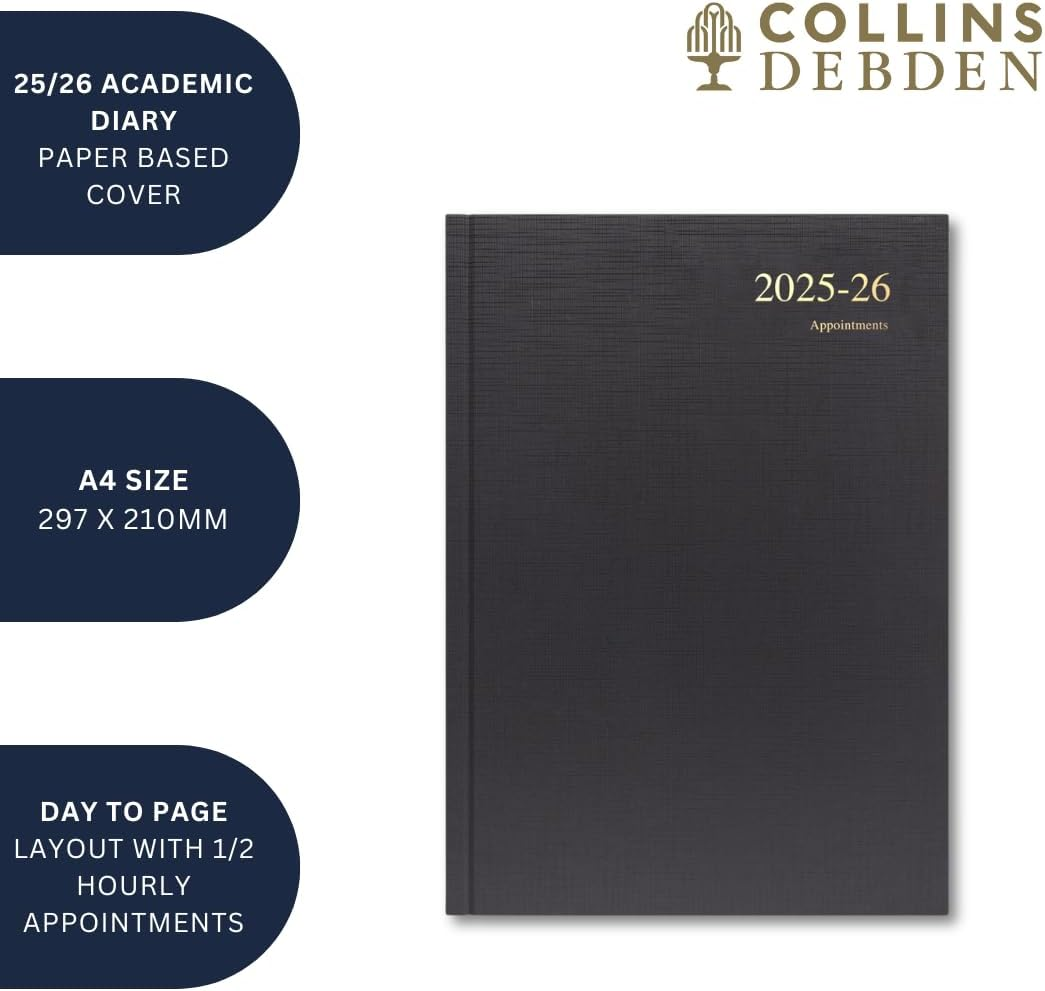 Collins 'Essentials' 12 Month Mid/Academic Year Planner, July 2025-July 2026 Day-To-Page Appointments Diary, A4 Hard Cover, Pink image number 3