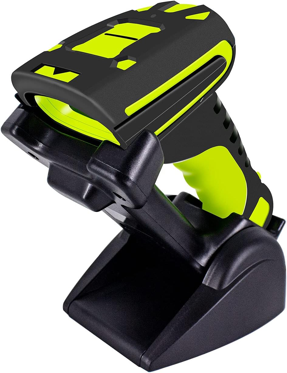 Symcode Wireless 2D Bluetooth Barcode Scanner with Stand 433 Wireless 2625 Feet Transmission Distance Industrial Dustproof and Waterproof QR Automatic Handhold Bar Code Reader with Charging Base image number 1