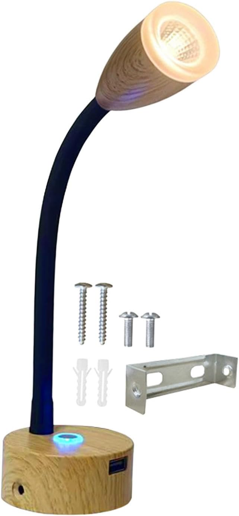 RV Reading Lamp Dimmable 3W 12V-24V with USB Port Portable Interior Lighting Memory Function for Travel Camper Boat Van Bed, Black image number 1