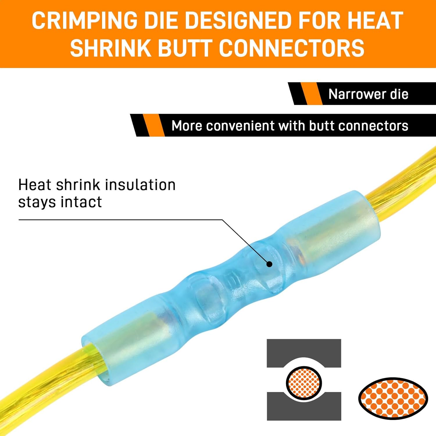 KF CPTEC Crimping Tool for Heat Shrink Connectors - Ratcheting Wire Crimping Tool (AWG 22-8 / 0.5-8.0Mm&sup2;) - Perfect Tool for Electrical Repair, Automotive Wiring and DIY Projects