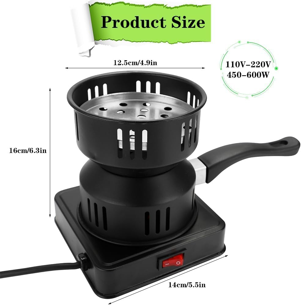 Electric Charcoal Lighter, 450-600 W Charcoal Electric Charcoal Grill, Burner, Charcoal Grill Accessories, Charcoal Lighter, Charcoal Basket, Heating Plate with Carry Handle & Charcoal Grid image number 5