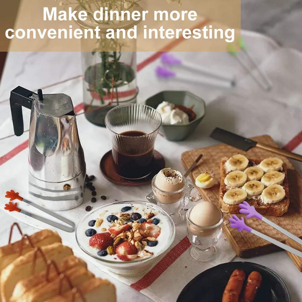 Lexziuo 8PCS Colorful Silicone Mini Tongs - 5 Inch Heat-Resistant Kitchen Tongs for Kids & Adults, Soft Food Tongs for Appetizers, Ice Cubes, Fruits, Desserts, BBQ image number 2