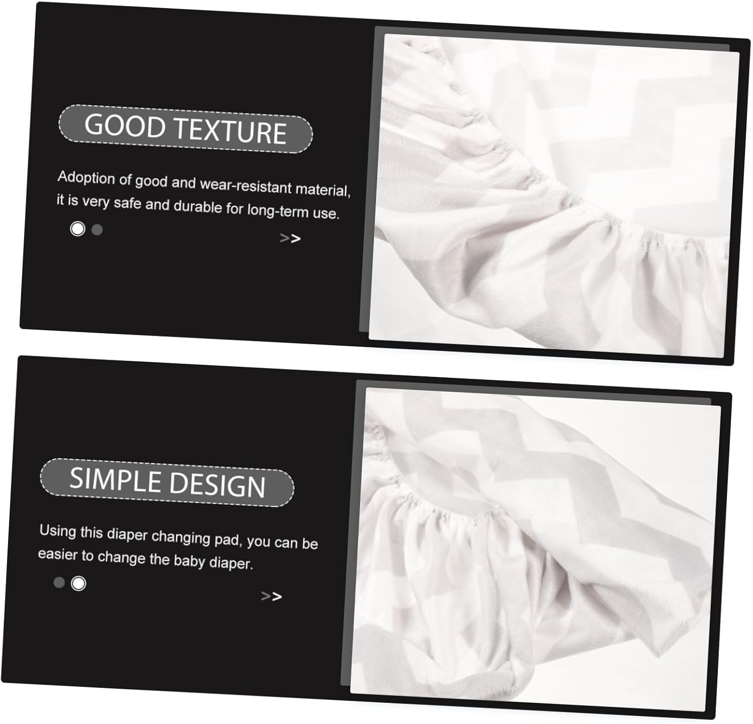 FRCOLOR Portable Diaper Changing Pad Cover Washable and Durable Grey Water Wave Pattern Fits Contoured Changing Pads Easy to Clean Soft and Safe image number 6