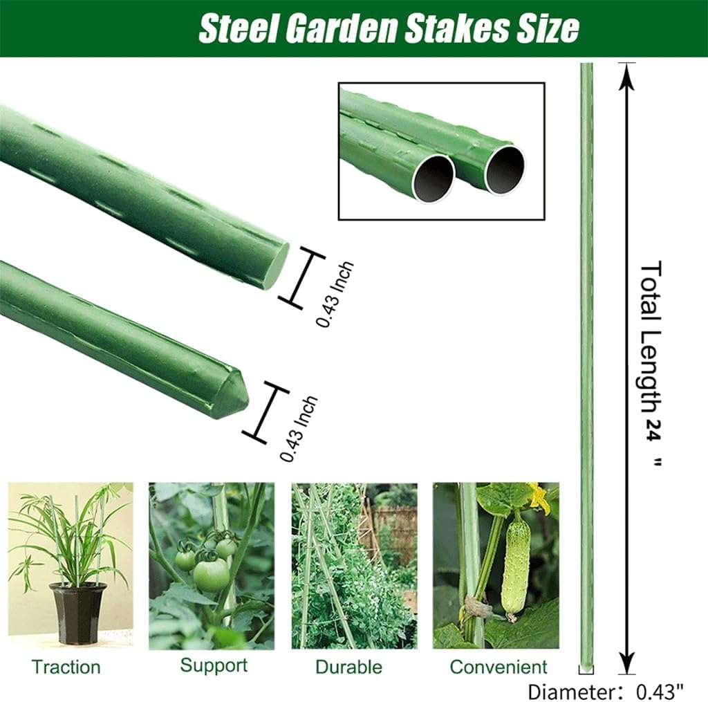 Garden Stakes Steel Plant Tomato Flowers and Vegetables with Plastic Coat, for Climbing Gardening Supplies (24 Inch) Accessories (Size : 8X60CM) image number 3