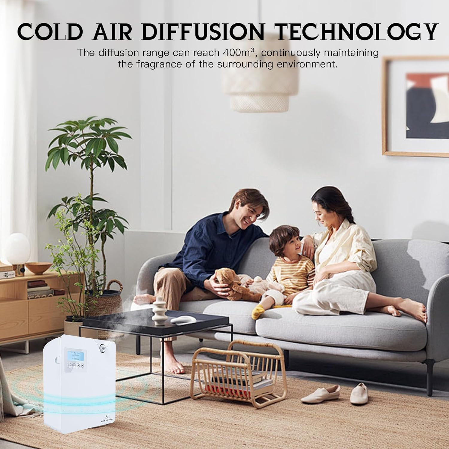 AETHOVIA Smart Scented Diffusers, Bluetooth APP Control Scent Air Diffuser, Cover up 400M&sup3; HVAC Waterless Aroma Device for Home, Office, Spa image number 3