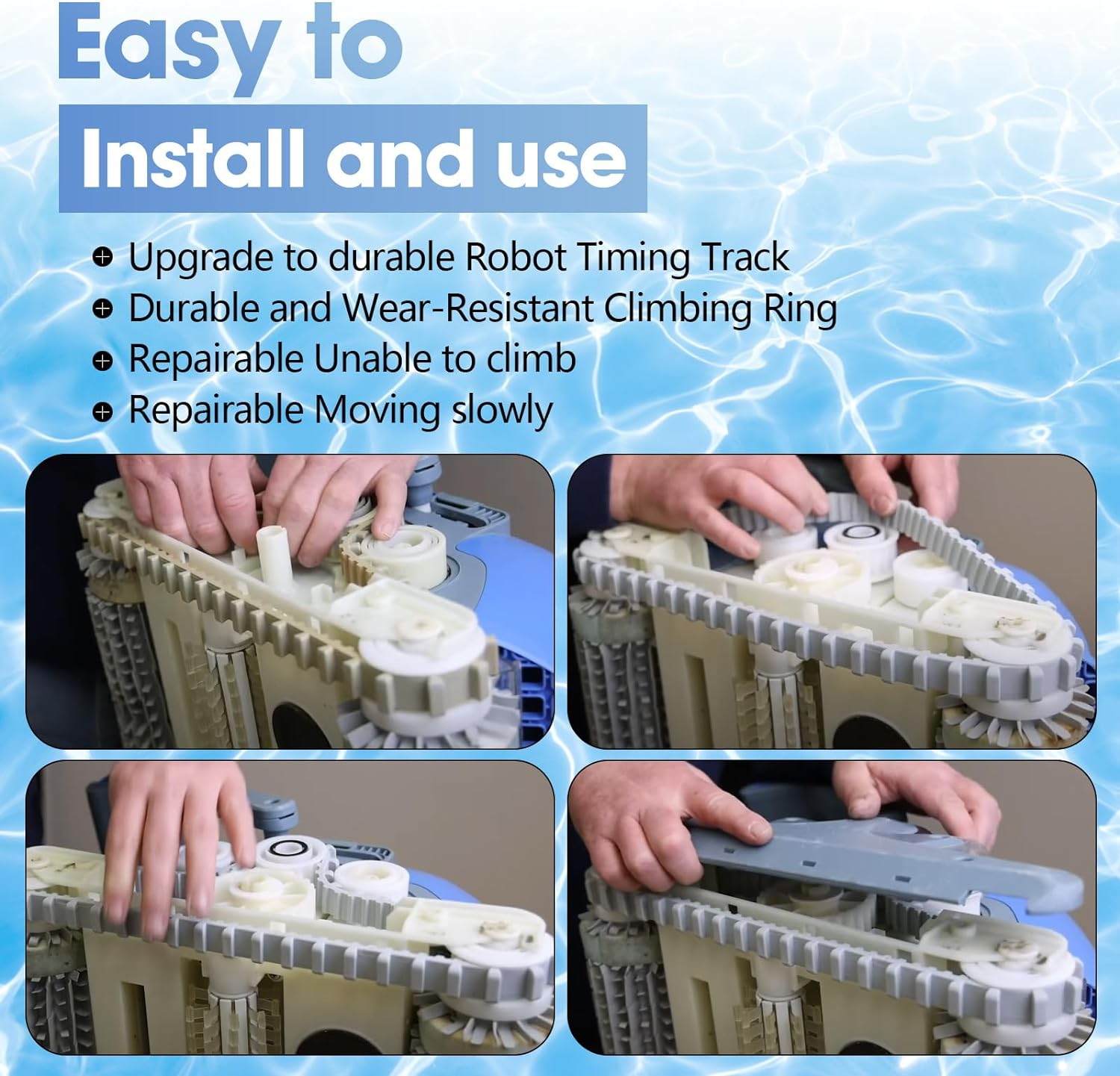 Pool Cleaner Accessories, the Climbing Ring Replacement 6101611-R4, Timing Track 9985006-R2 and 3884997-R6 Guide Wheels Pulley Gears Combo Kits for Maytronics Dolphin Nautilus Cc plus Parts