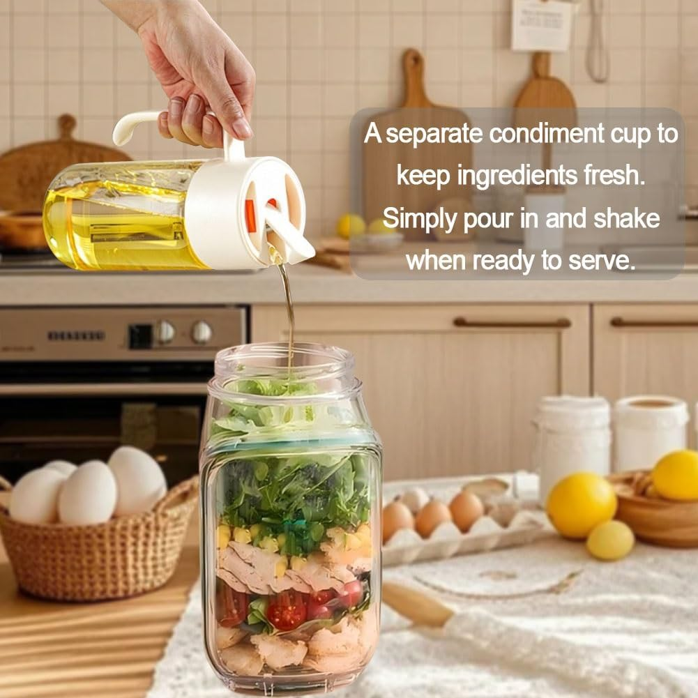 2Pcs Salad Jar, Salad Mason Jars with Side Open, Portable Salad Container, Leakproof Snack Box with Lid, Separate Sauce Box for Meal Prep Home Outdoor Travel image number 5