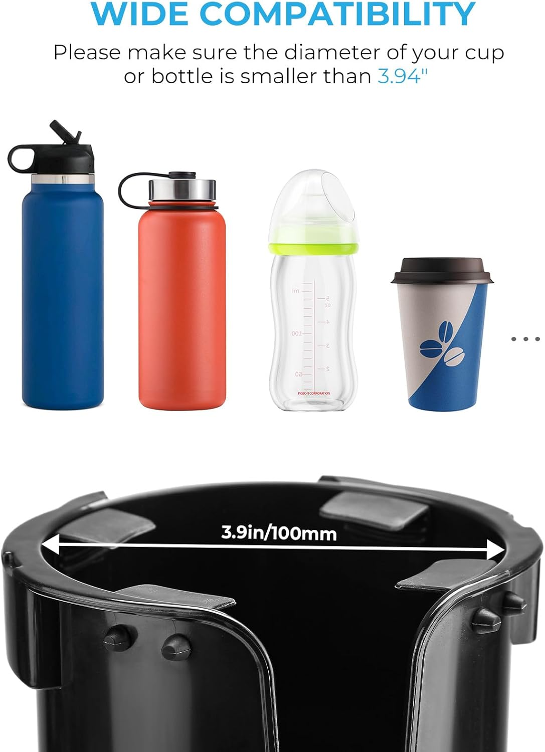 JOYTUTUS Wheelchair Cup Holder, 2-In-1 Walker Cup Holder with Storage Box, Cup Drink Holder for Bottle with Handle, Fit for Wheelchair, Walker, Rollator, Stroller, Camper, Golf Cart image number 4