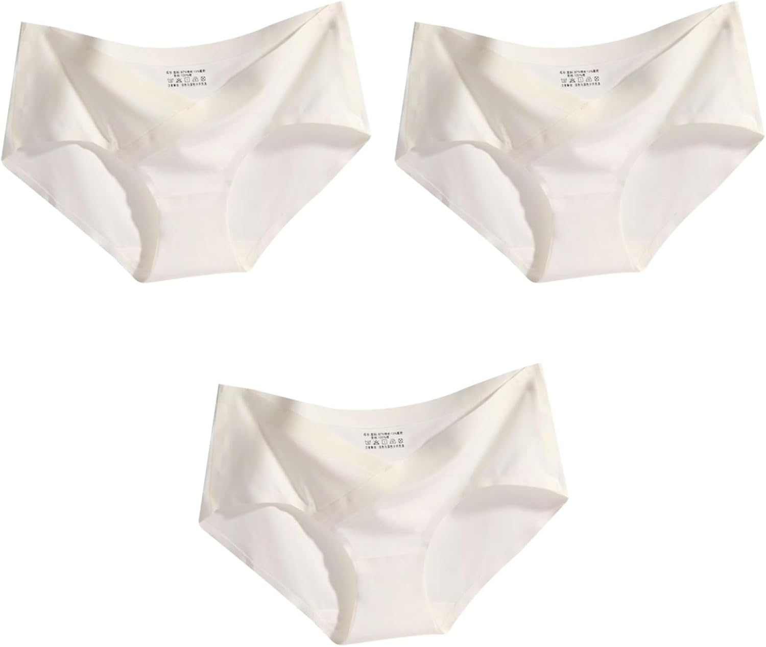 Amosfun Women'S Panty Stretch Briefs Low Waist Ice Silk Maternity Seamless Underwear 3 Pack image number 4