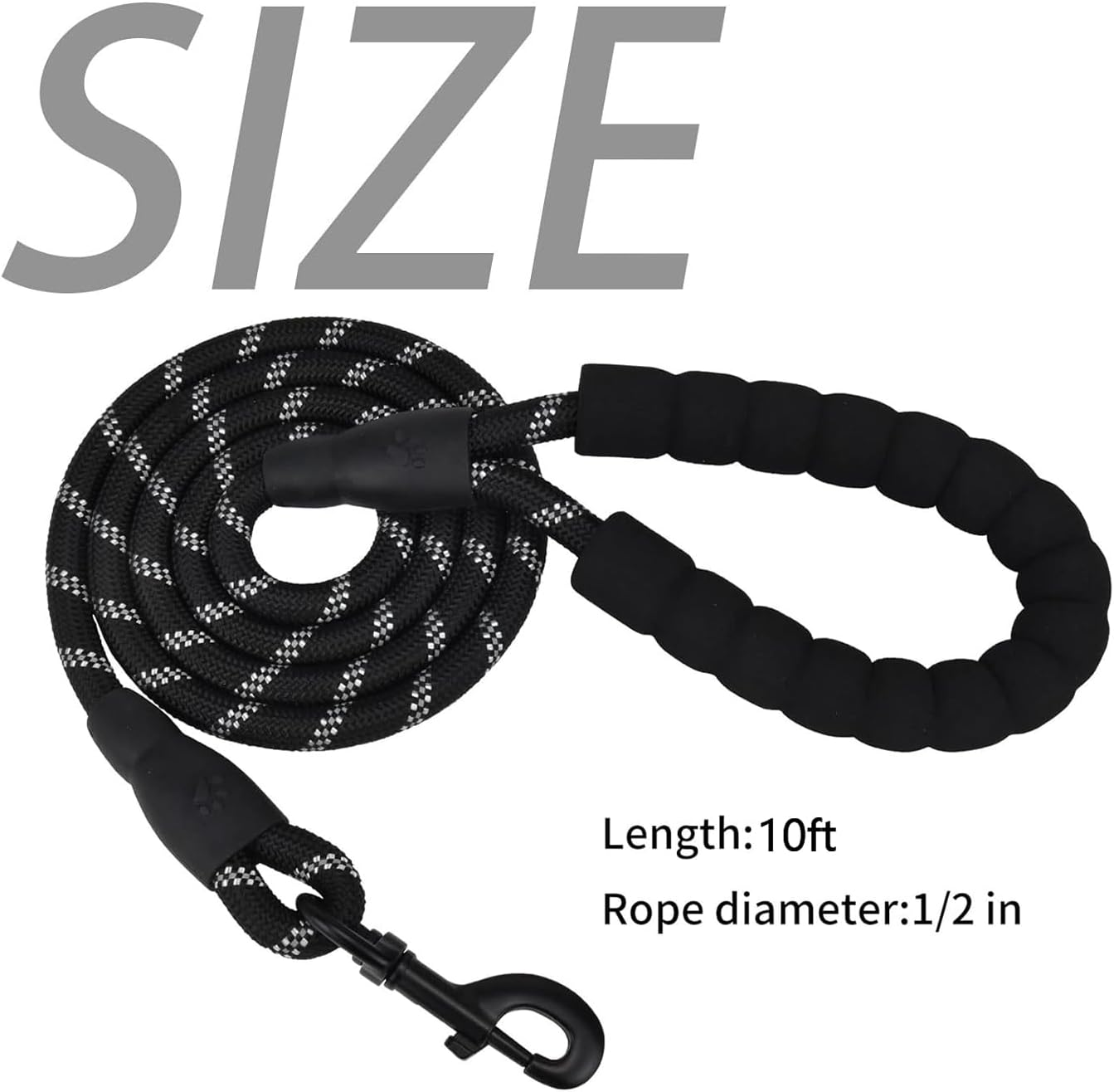 10FT Long Rope Leash for Dog Training, Betterjonny 1/2Inch Strong Dog Leashes with Comfortable Padded Handle, Reflective Nylon Dog Traction Rope for Large Medium Small Dogs Playing, outside Walking image number 1