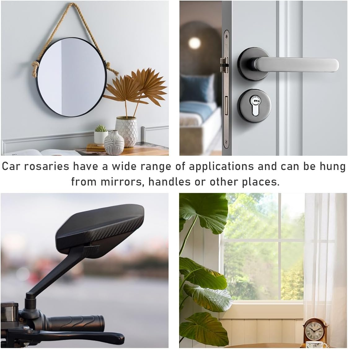 Car Rosary for Rearview Mirror, Personalized Rear View Cross Blessing Beads Decor, Auto Rearview Catholic Rosary Hanging Pendant, Interior Men Women Car Accessories (Pink) - Blue+Pink image number 5