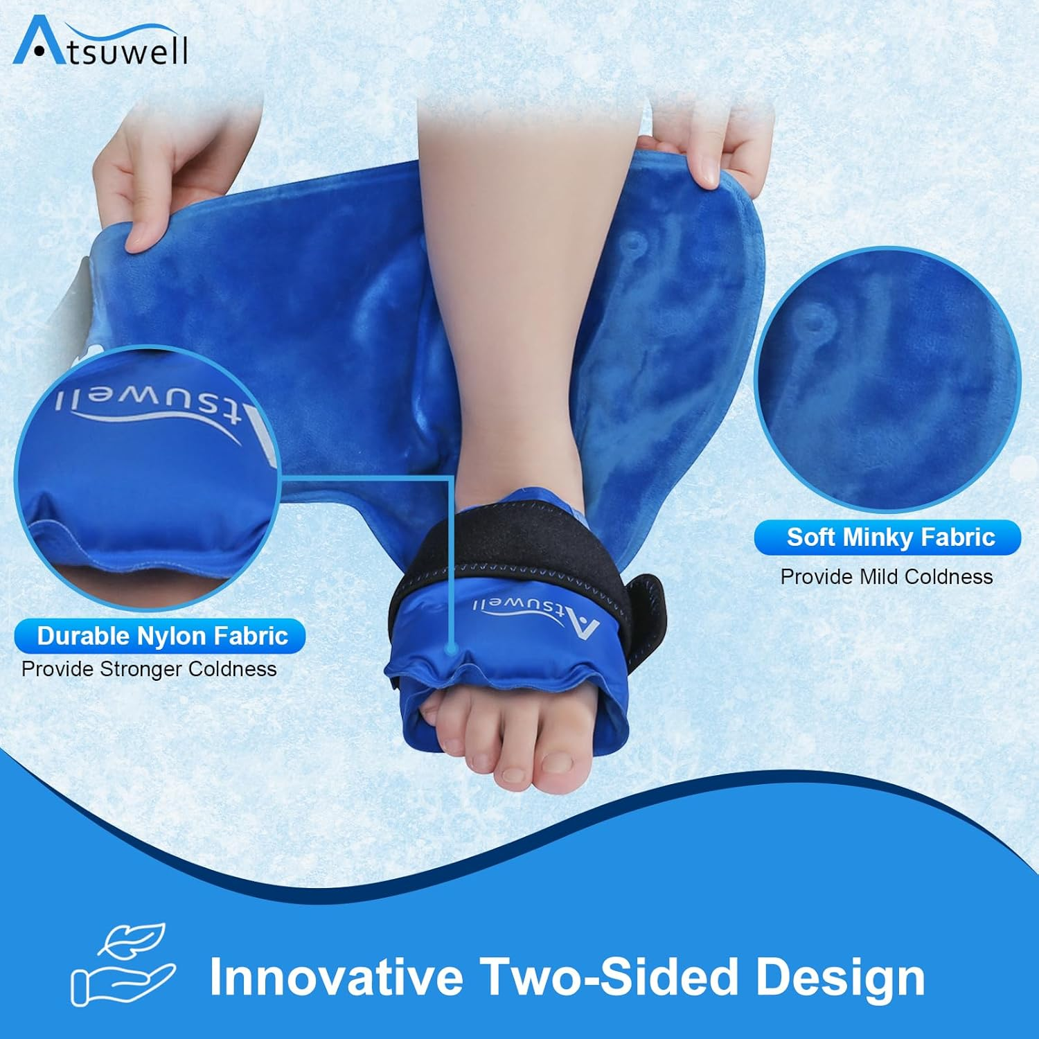 Atsuwell Ankle Foot Ice Pack Wrap, Reusable Ice Pack for Ankle Foot, Large Gel Cold Pack Foot for Cold Compression, Flexible Heel Ice Pack for Men Women, Relaxation image number 6