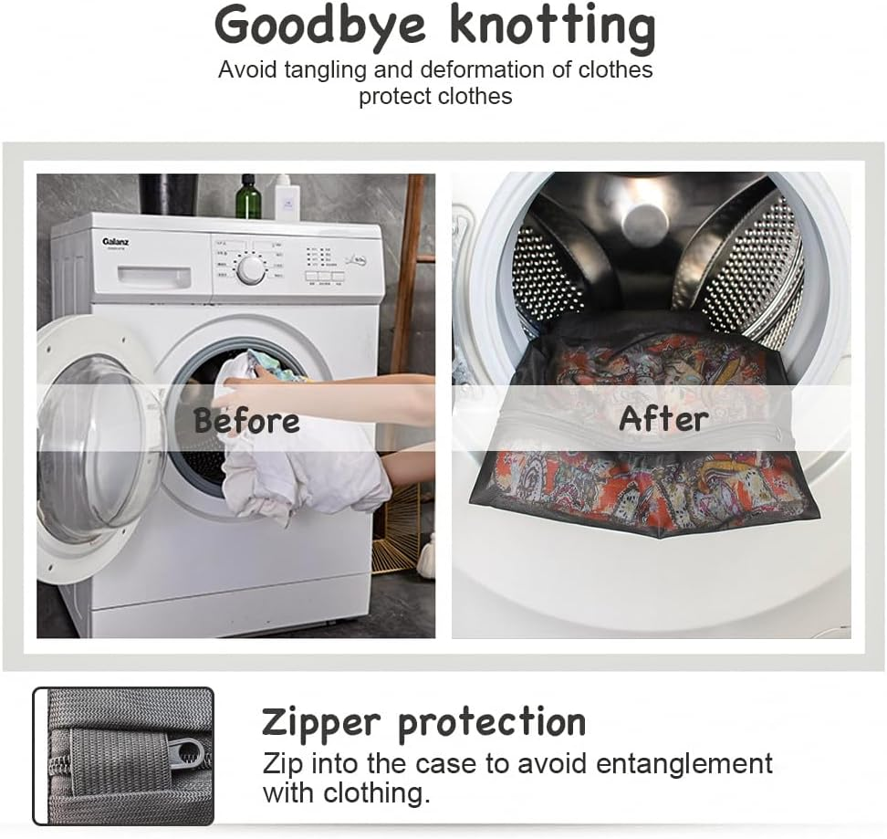 Chamgeco 4PCS Mesh Laundry Bags, Travel Storage Organize Bag for Delicates with Premium Zipper, Clothing Washing Bags for Laundry,Blouse, Bra,Hosiery,Stocking,Underwear,Lingerie (Set of 4 - Black) - Set Of 4 - Black image number 5