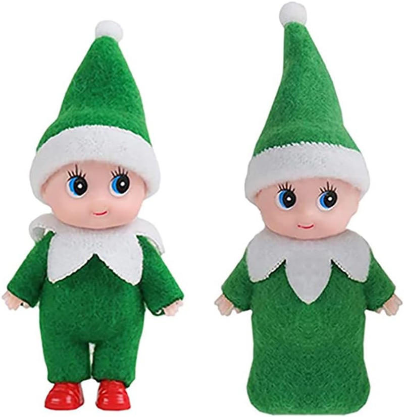 JHBEMAXS 2 PCS Mini Baby Elf Twins Kindness Elves Craft Set Tiny Dolls for Girls Boys Kids Adults (Pack of 2 Pieces Green) image number 4