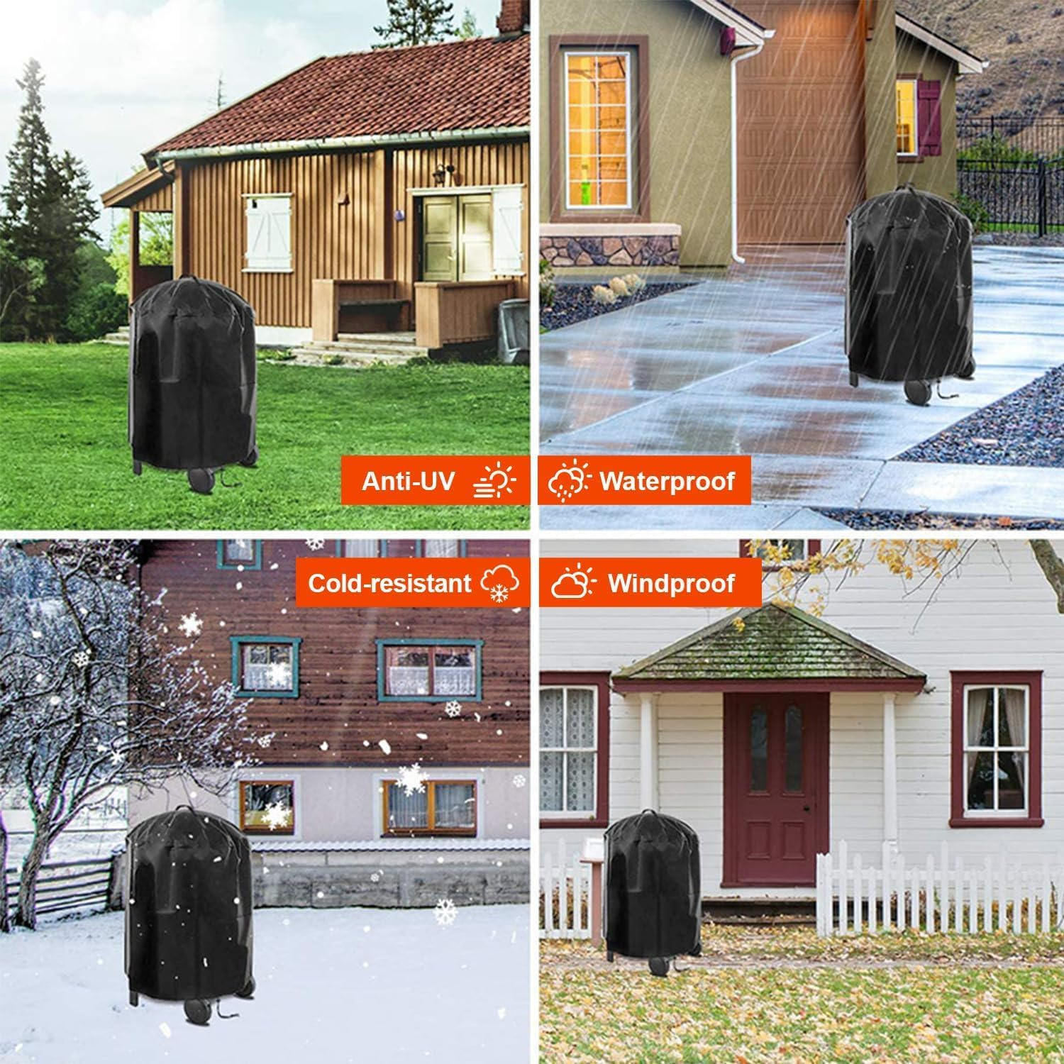 Grill Cover for Weber Barbecue with Handle, Kettle BBQ Cover for Weber 70 CM, Heavy Duty & Waterproof PU Covers for Touch Charcoal Grill, Original Kettle Grill image number 4