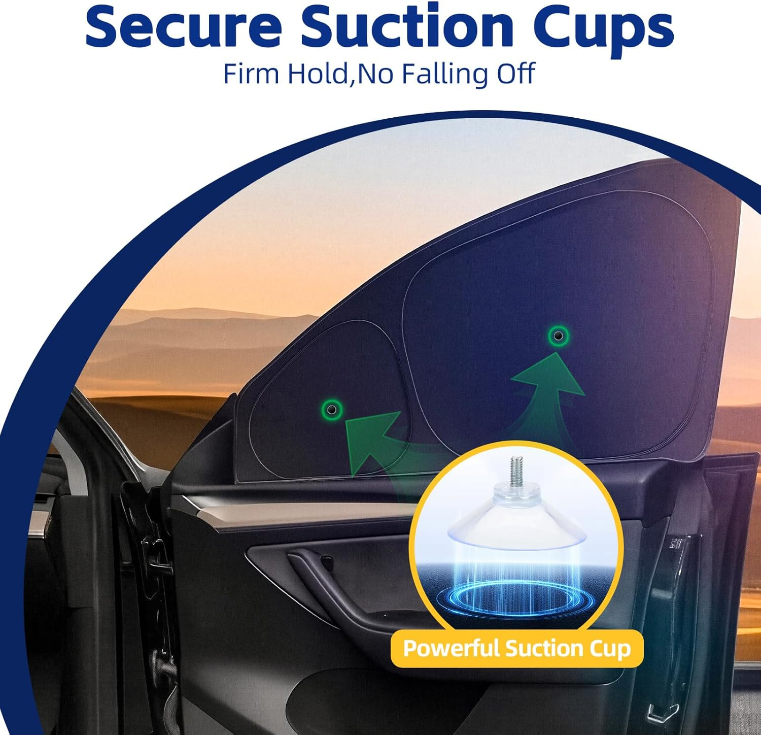 Car Window Shades for Tesla Model Y Juniper 2025 2026 with Suction Cups(No Falling), Custom Fit Side Window Sun Shade Set, Privacy UV Block Window Covers, Full Blackout Sunshade for Camping(8Pcs)